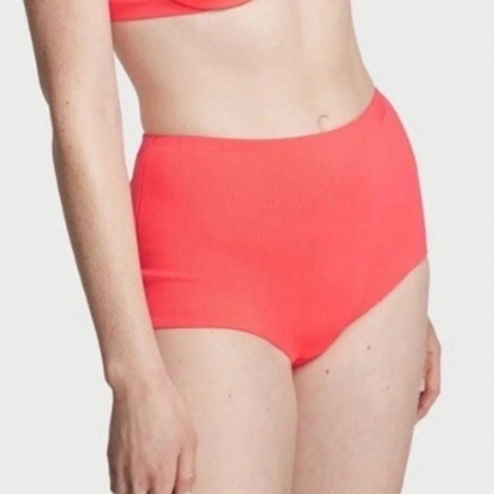 Victoria's Secret Coral Blaze Ribbed Bikini Swim Set Small